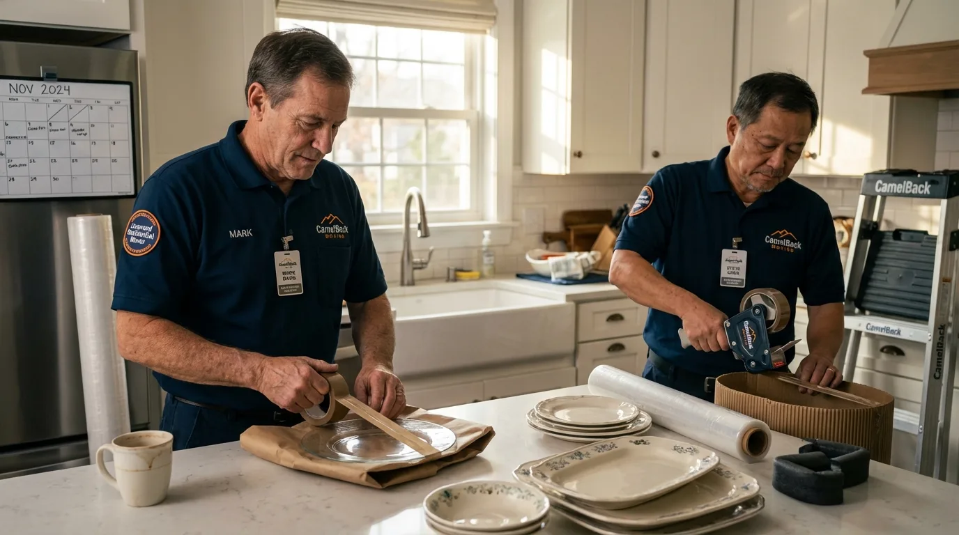 Professional crew packing kitchen dishware in Eads, CO